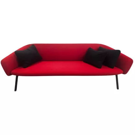 KRISTALIA│Canapé 3 places │Tissu rouge + 3 coussins
