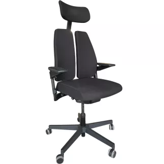 SITAG│Modèle Xilium Duo Back - Siège de travail ergonomique avec accoudoirs│Noir