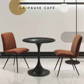 DIABOLO│Table ronde ø 75 H 75 cm│Marbre Marquina/Noir mat