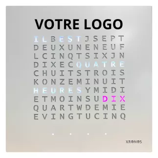 XRONOS│Xioni│Horloge design blanche français Personnalisée│57x57xp3 cm