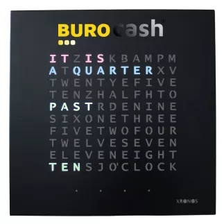 XRONOS│Skotini Yli│Horloge design noir anglais Personnalisée│57x57xp3 cm