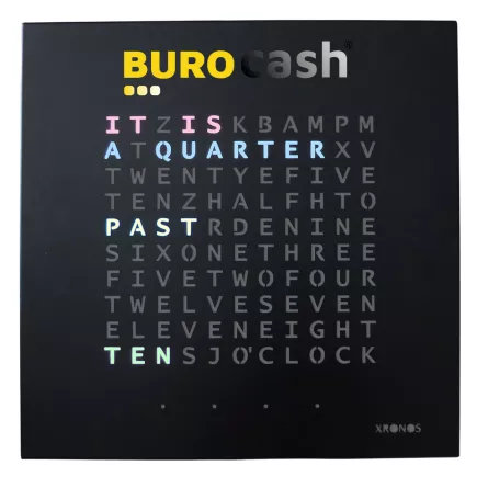 XRONOS│Skotini Yli│Horloge design noir anglais Personnalisée│57x57xp3 cm
