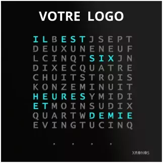 XRONOS│Skotini Yli│Horloge design noir français Personnalisée│57x57xp3 cm