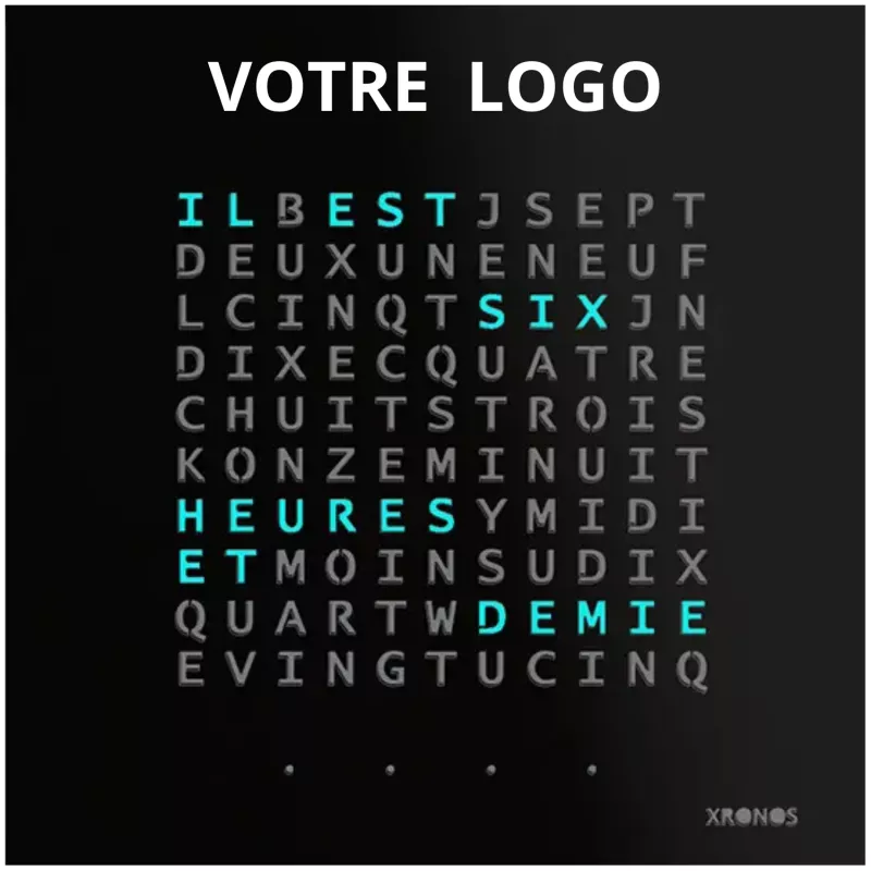 XRONOS│Skotini Yli│Horloge design noir français Personnalisée│57x57xp3 cm