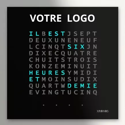 XRONOS│Skotini Yli│Horloge design noir français Personnalisée│57x57xp3 cm
