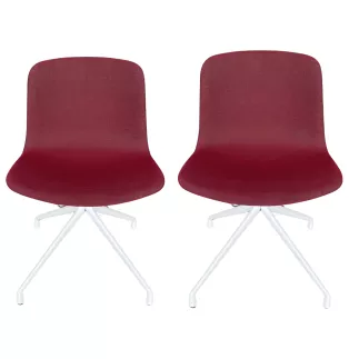 DECO-B│Lot de 2 Chaises d'accueil / collectivité│Tissu Bordeaux