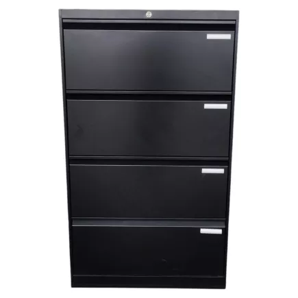 LISTA│Classeur à dossiers suspendus 4 tiroirs double largeur Profondeur 60 cm - Noir brillant