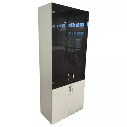 ARMAND│Armoire haute portes battantes L 80 x H 202 cm│Blanc/Gris souris