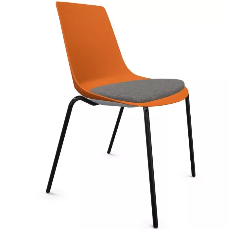 ARA│Chaise polyvalente avec placet tissu - Pieds tubes│Empilable par 5 ARA│Chaise polyvalente avec placet tissu - Pieds tubes│Empilable par 5