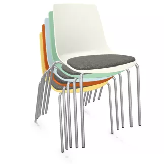 ARA│Chaise polyvalente avec placet tissu - Pieds tubes│Empilable par 5