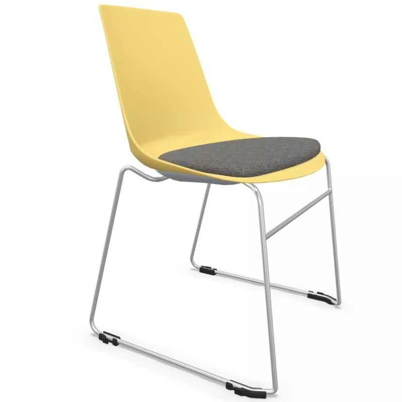 ARA│Chaise polyvalentes avec placet tissu - Pieds luge│Empilable par 5