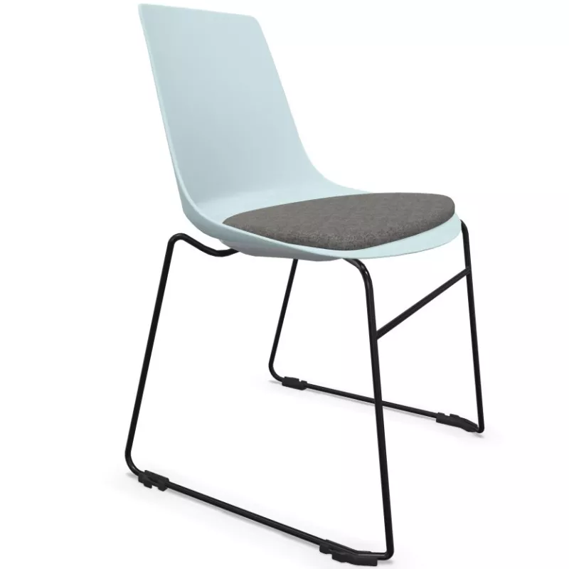 ARA│Chaise polyvalentes avec placet tissu - Pieds luge│Empilable par 5