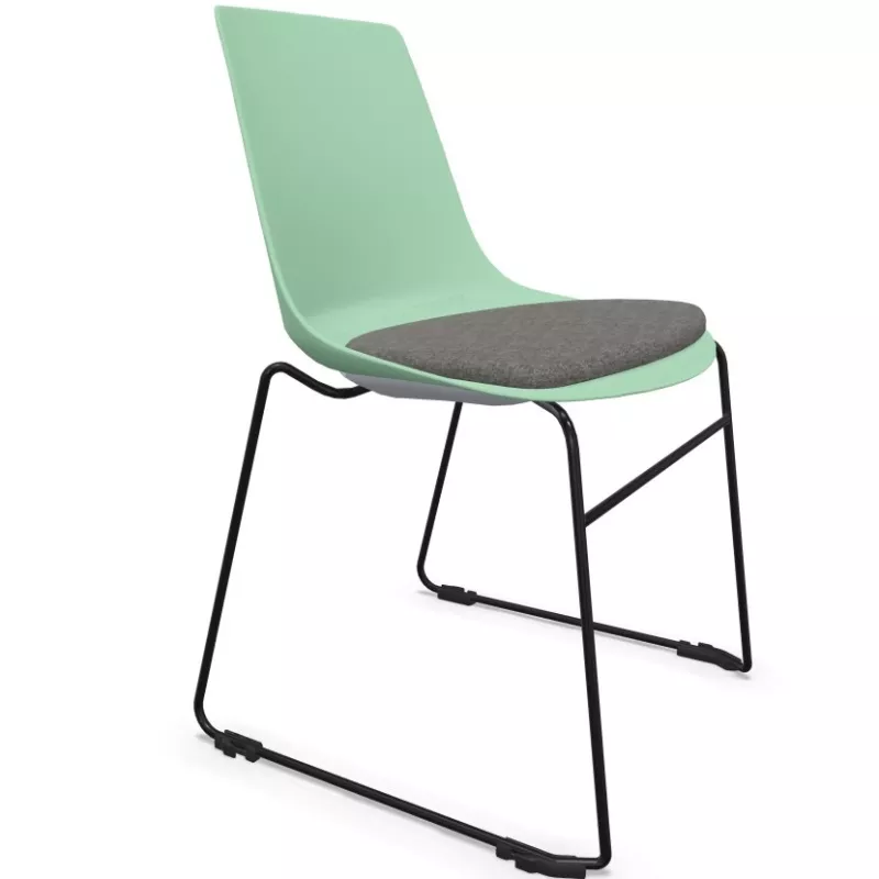 ARA│Chaise polyvalentes avec placet tissu - Pieds luge│Empilable par 5