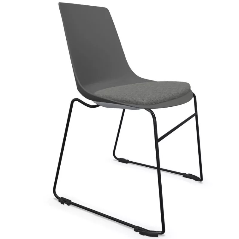 ARA│Chaise polyvalentes avec placet tissu - Pieds luge│Empilable par 5 ARA│Chaise polyvalentes avec placet tissu - Pieds luge│Empilable par 5