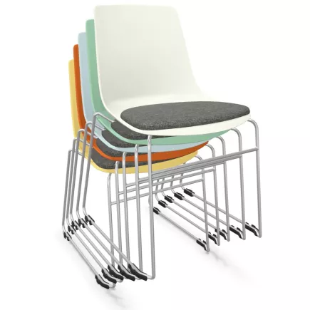 ARA│Chaise polyvalente avec placet tissu - Pieds luge│Empilable par 5