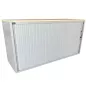 LO LISTA│Armoire rideau L 160 x H 75 cm│Gris Alu/Erable blanc