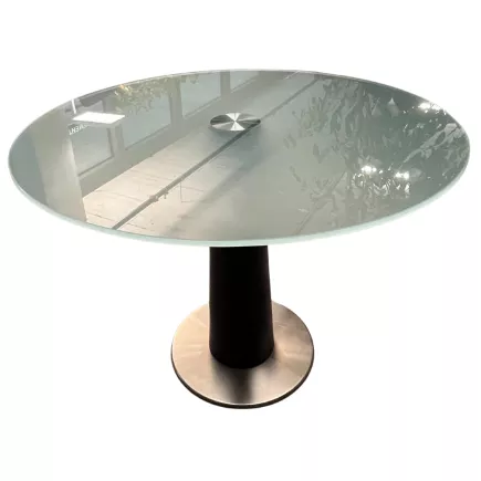 GLASS│Table ronde ø 100 cm│Verre / Noir / Chromé