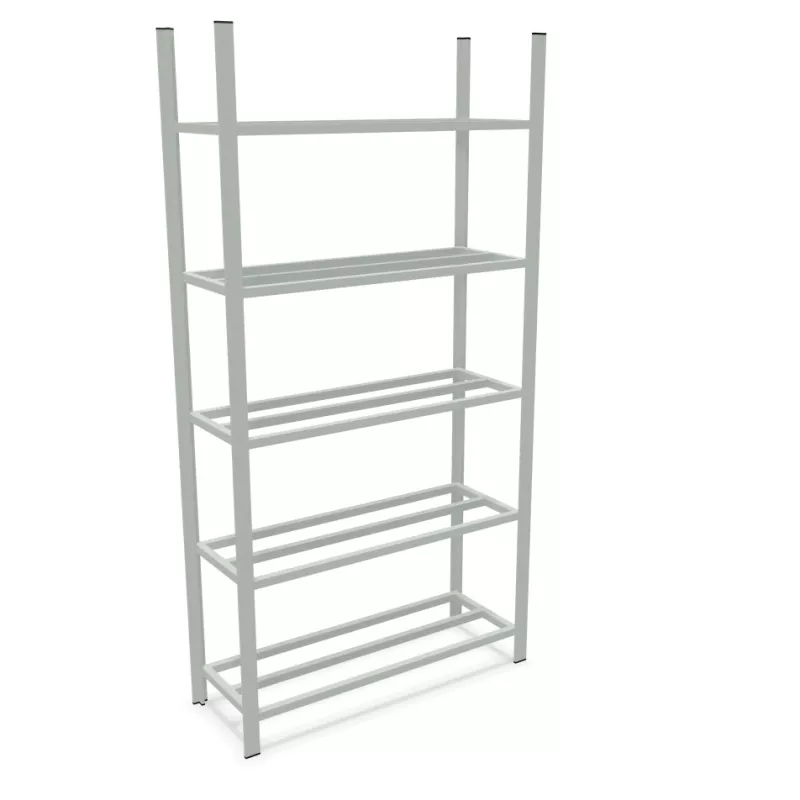 Rayonnages tubulaires│Rangement 5 tablettes - H 200 cm│Montants galvanisés Rayonnages tubulaires│Rangement 5 tablettes - H 200 cm│Montants galvanisés