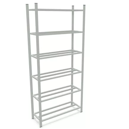 Rayonnages tubulaires│Rangement 6 tablettes - H 225 cm│Montants galvanisés
