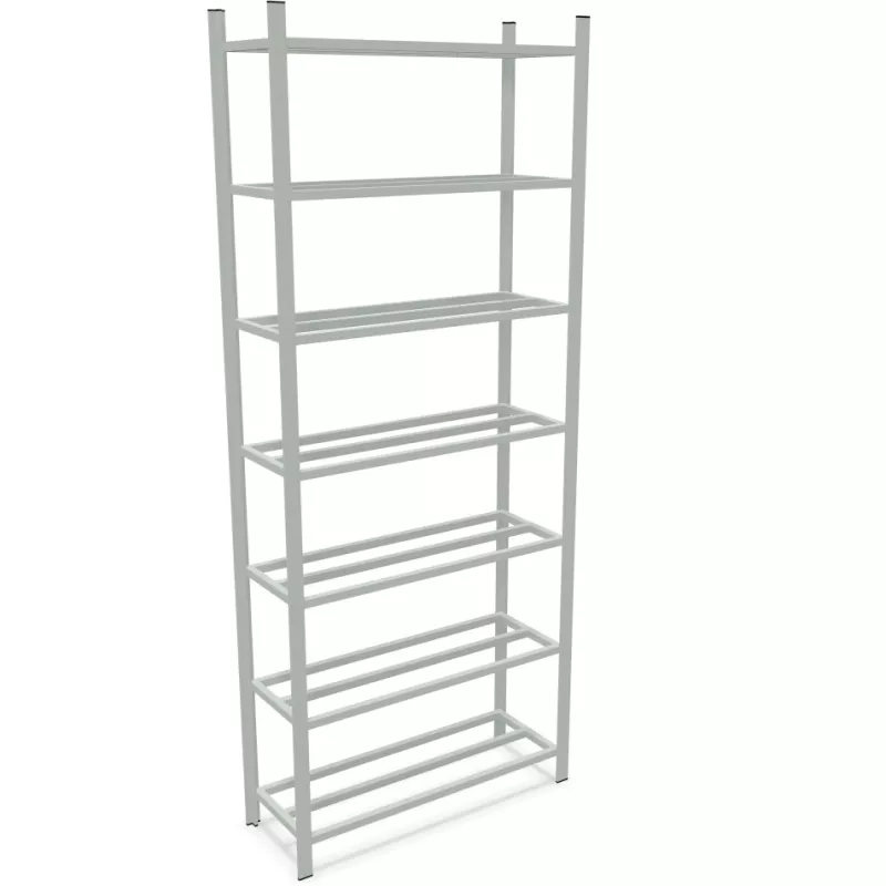 Rayonnages tubulaires│Rangement 7 tablettes - H 250 cm│Montants galvanisés Rayonnages tubulaires│Rangement 7 tablettes - H 250 cm│Montants galvanisés