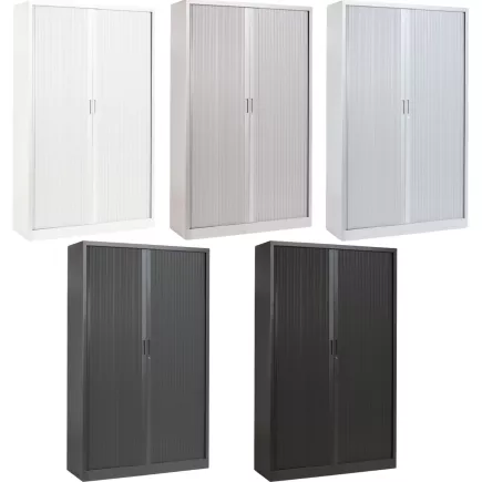 ARIV│Armoire rideau L 100-120 x H 198 cm│Acier unicolore - 5 décors à choix