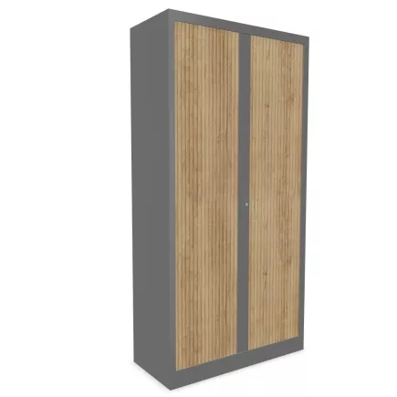 CLASSIF│Armoires à rideau bicolore L100-120 x H 198 cm│3 couleurs d'acier/ 5 décor bois