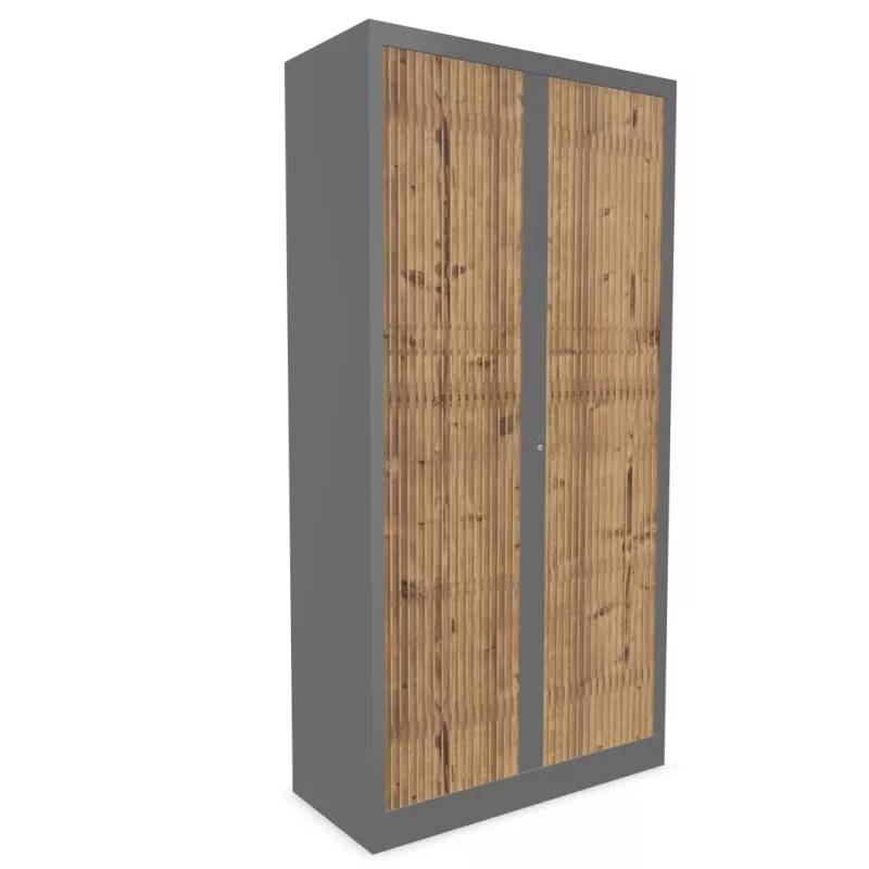 CLASSIF│Armoires à rideau bicolore L100-120 x H 198 cm│3 couleurs d'acier/ 5 décor bois CLASSIF│Armoires à rideau bicolore L100-120 x H 198 cm│3 couleurs d'acier/ 5 décor bois
