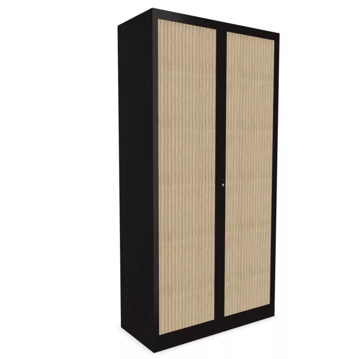 CLASSIF│Armoires à rideau bicolore L100-120 x H 198 cm│3 couleurs d'acier/ 5 décor bois