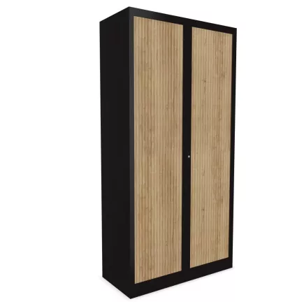 CLASSIF│Armoires à rideau bicolore L100-120 x H 198 cm│3 couleurs d'acier/ 5 décor bois