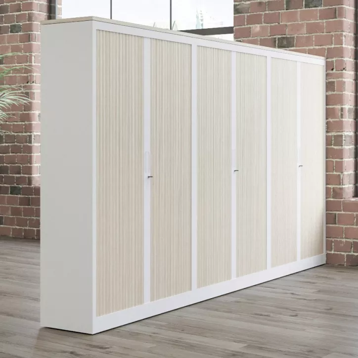 CLASSIF│Armoires à rideau bicolore L100-120 x H 198 cm│3 couleurs d'acier/ 5 décor bois