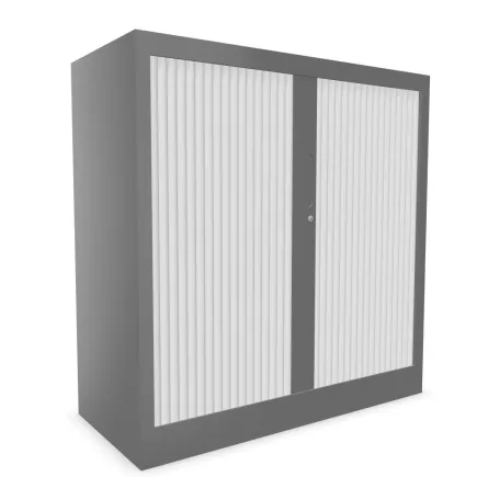 CLASSIF│Armoires à rideau bicolore L100-120 x H 102 cm│3 couleurs d'acier/ 5 décor bois