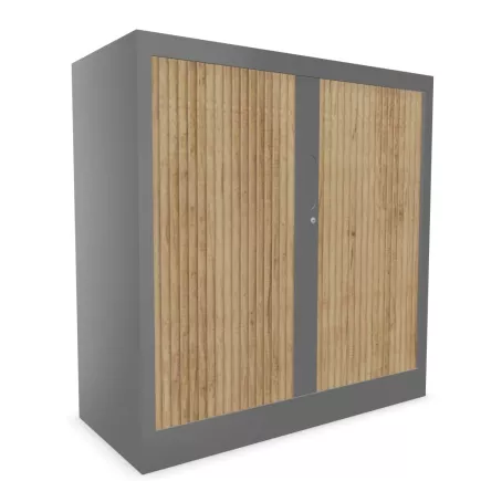 CLASSIF│Armoires à rideau bicolore L100-120 x H 102 cm│3 couleurs d'acier/ 5 décor bois