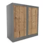 CLASSIF│Armoires à rideau bicolore L100-120 x H 102 cm│3 couleurs d'acier/ 5 décor bois