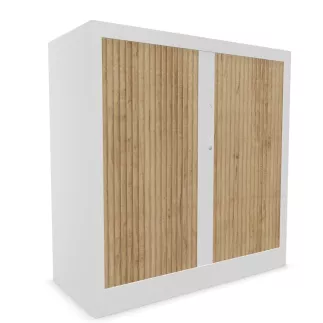CLASSIF│Armoires à rideau bicolore L100-120 x H 102 cm│3 couleurs d'acier/ 5 décor bois