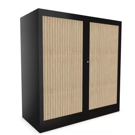 CLASSIF│Armoires à rideau bicolore L100-120 x H 102 cm│3 couleurs d'acier/ 5 décor bois