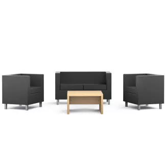 GALWAY│Fauteuil d'accueil 1 place - Similicuir noir