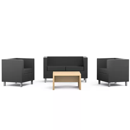GALWAY│Fauteuil d'accueil 1 place - Similicuir noir