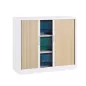 ARIV│Armoire rideau bicolore L 80 x H 72.1 cm│Acier /Décor bois - 4 coloris à choix ARIV│Armoire rideau bicolore L 80 x H 72.1 cm│Acier /Décor bois - 4 coloris à choix