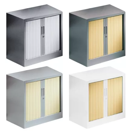 ARIV│Armoire rideau bicolore L 80 x H 72.1 cm│Acier /Décor bois - 4 coloris à choix