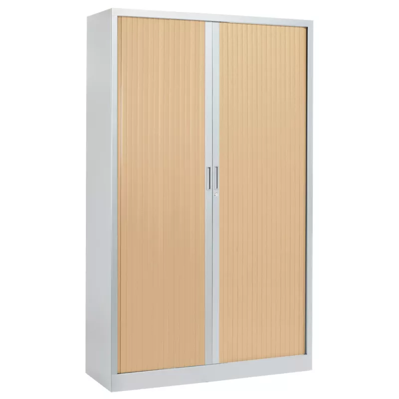 ARIV│Armoire rideau bicolore L 100-120 x H 198 cm│Acier/Décor bois - 4 coloris à choix