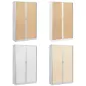 ARIV│Armoire rideau bicolore L 100-120 x H 198 cm│Acier/Décor bois - 4 coloris à choix