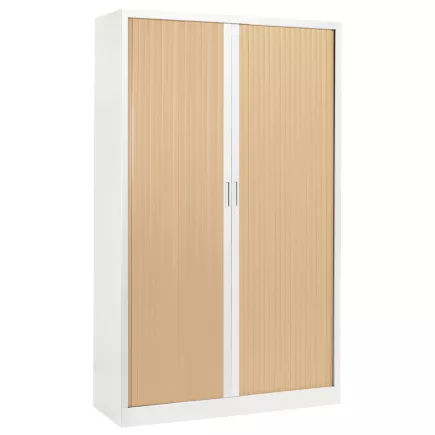 ARIV│Armoire rideau bicolore L 100-120 x H 198 cm│Acier/Décor bois - 4 coloris à choix