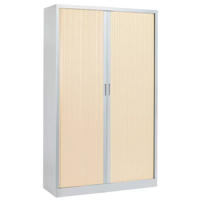 ARIV│Armoire rideau bicolore L 100-120 x H 198 cm│Acier/Décor bois - 4 coloris à choix