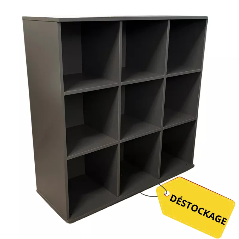 CUBIK│Rangement à 9 cases ouvertes L 118.5 cm│Mélaminé - Gris Basalte CUBIK│Rangement à 9 cases ouvertes L 118.5 cm│Mélaminé - Gris Basalte