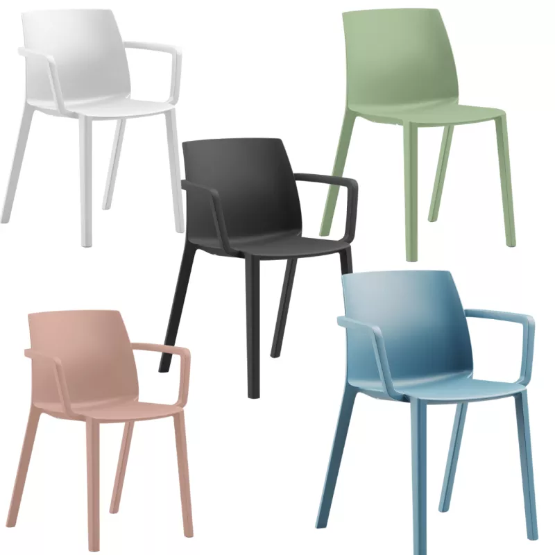 SOLÉO│Chaise collectivité│Avec accoudoirs│int-éxt.│5 coloris SOLÉO│Chaise collectivité│Avec accoudoirs│int-éxt.│5 coloris