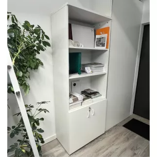 ARMAND│Armoire 1/3 porte battante 2/3 ouverte - L 80 cm│Blanc/Blanc