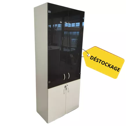 ARMAND│Armoire haute portes battantes L 80 x H 202 cm│Blanc/Gris souris