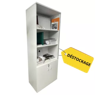 ARMAND│Armoire 1/3 porte battante 2/3 ouverte - L 80 cm│Blanc/Blanc