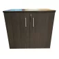 HARMO│Armoire Hauteur de bureau L 80 x p 46 x H 72 cm - Portes battantes│Ebène Ash /Gris alu HARMO│Armoire Hauteur de bureau L 80 x p 46 x H 72 cm - Portes battantes│Ebène Ash /Gris alu