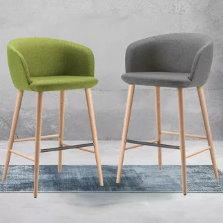 COLIBRI│Tabouret haut avec dossier│Tissu / Hêtre massif